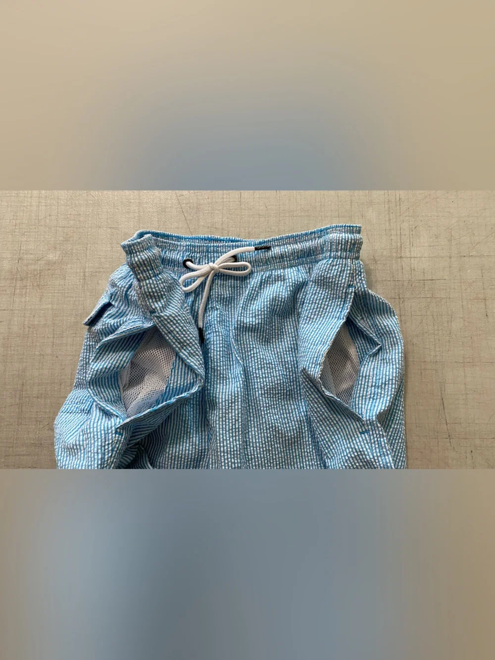 Trunks surf and swim company NWOT white, and turquoise blue stripes